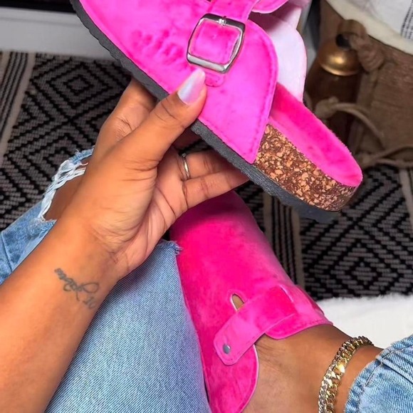 Shoes - CUTE HOT Pink suede clogs